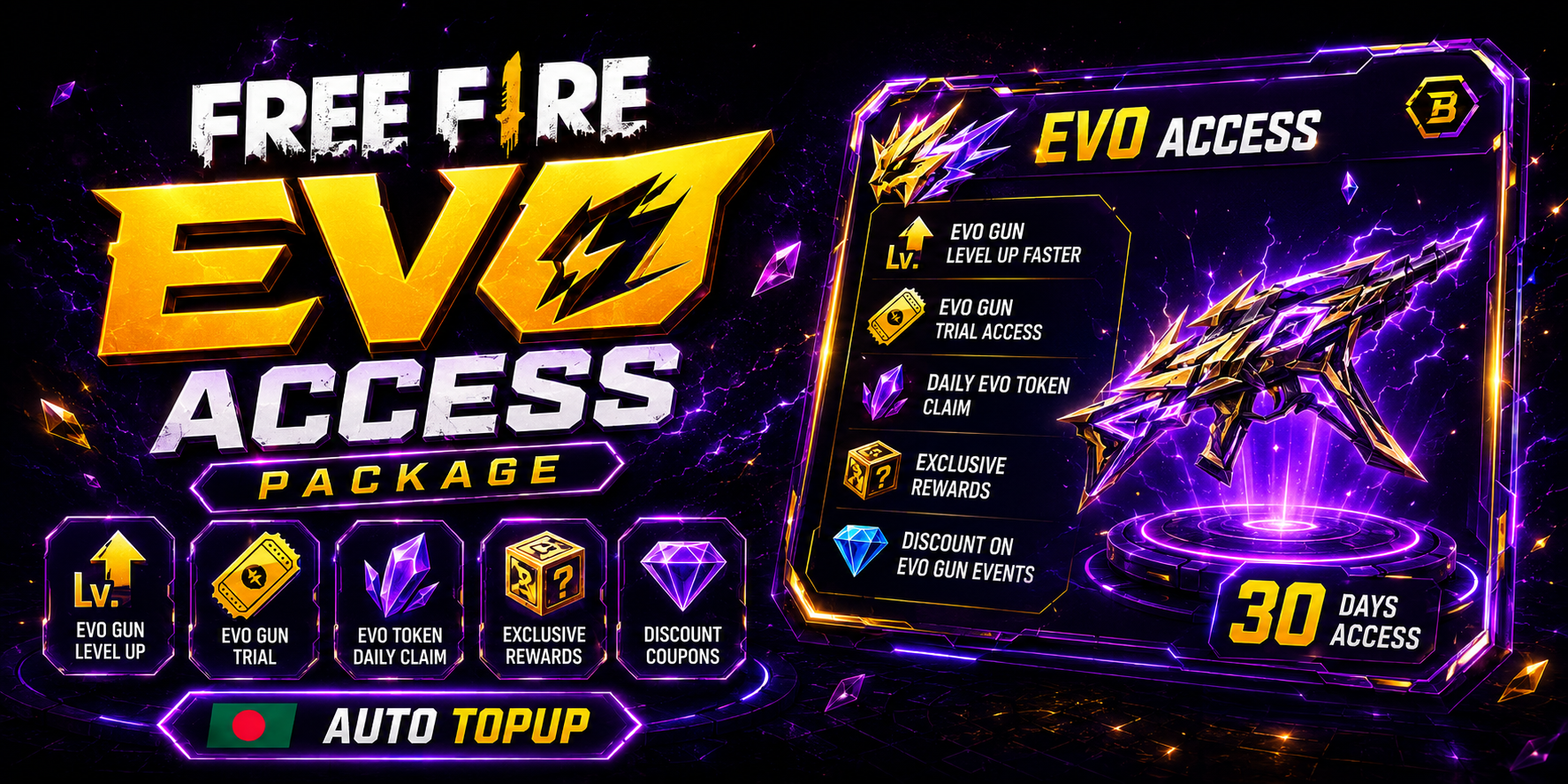 Free Fire EVO Access UID Top Up BD